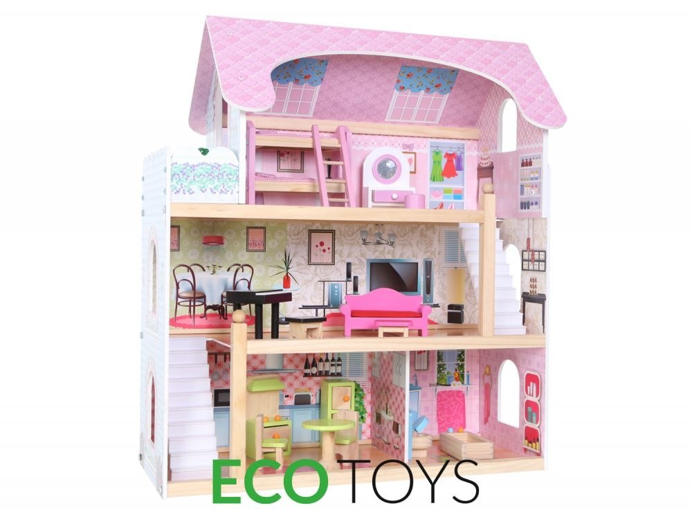 Domek dla lalek drewniany Rezydencja Bajkowa Ecotoys