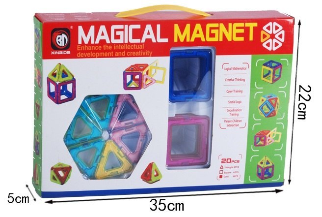 Kolorowe klocki magnetyczne MAGICAL MAGNET 20SZT