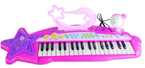 Keyboard Organki 37 Klawiszy MP3 Mikrofon Różowe