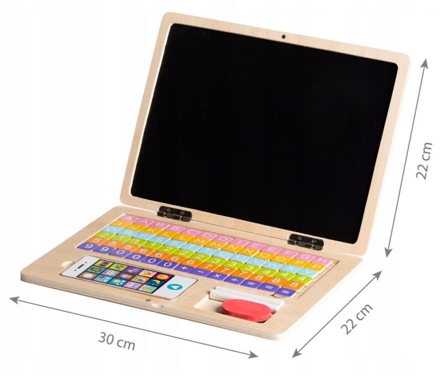 Drewniany laptop edukacyjny 2w1 tablica magnetyczna
