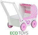 Drewniany wózek dla lalek chodzik pchacz Ecotoys