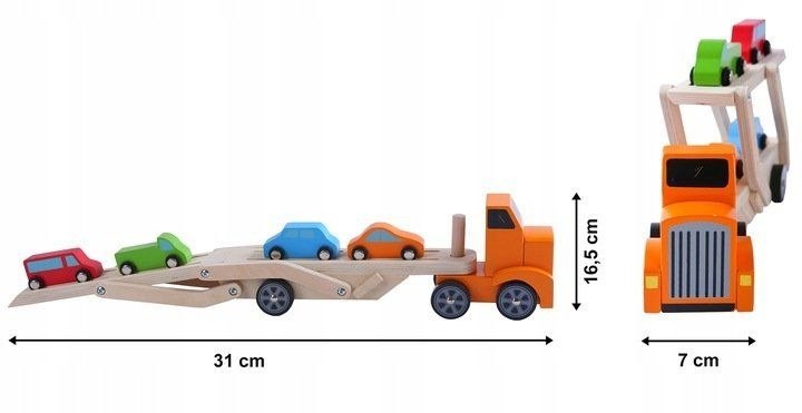 Drewniana ciężarówka tir + 4 auta Ecotoys