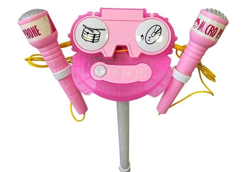 Mikrofon Zestaw Karaoke Różowy Statyw Telefon