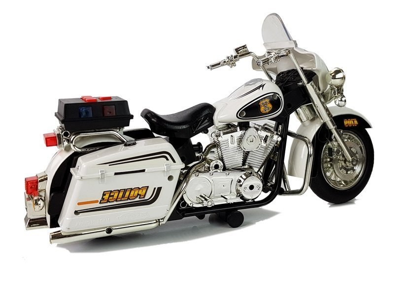 Motor Motocykl Policyjny Biało-Czarny z Dźwiękami i Światłami