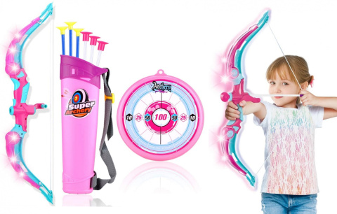 ŚWIECĄCY ŁUK DLA DZIECI KOŁCZAN TARCZA + STRZAŁY