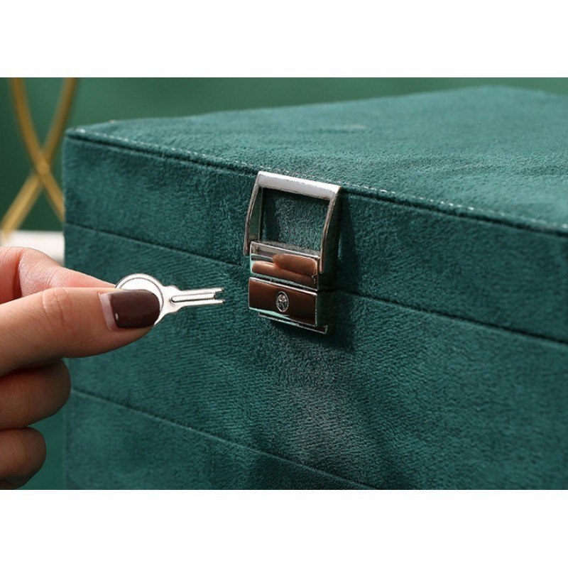 Szkatułka na biżuterię kuferek etui organizer butelkowa zieleń pudełko PD119