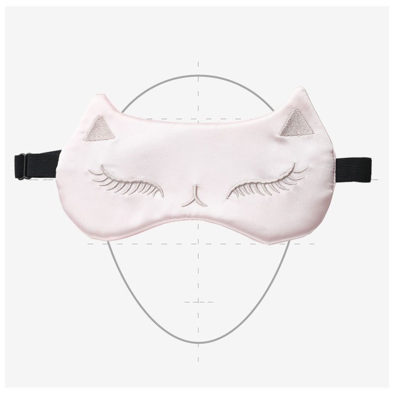 Maska do spania kot czerń satynowa ozdobna OPK01CZ