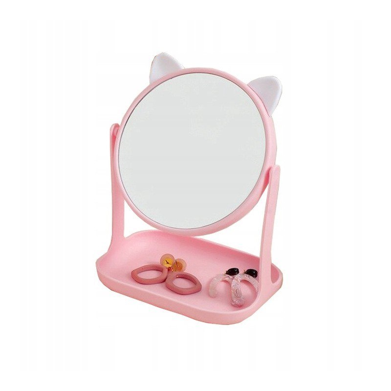 Lusterko kosmetyczne stojące różowe Kotek L5R