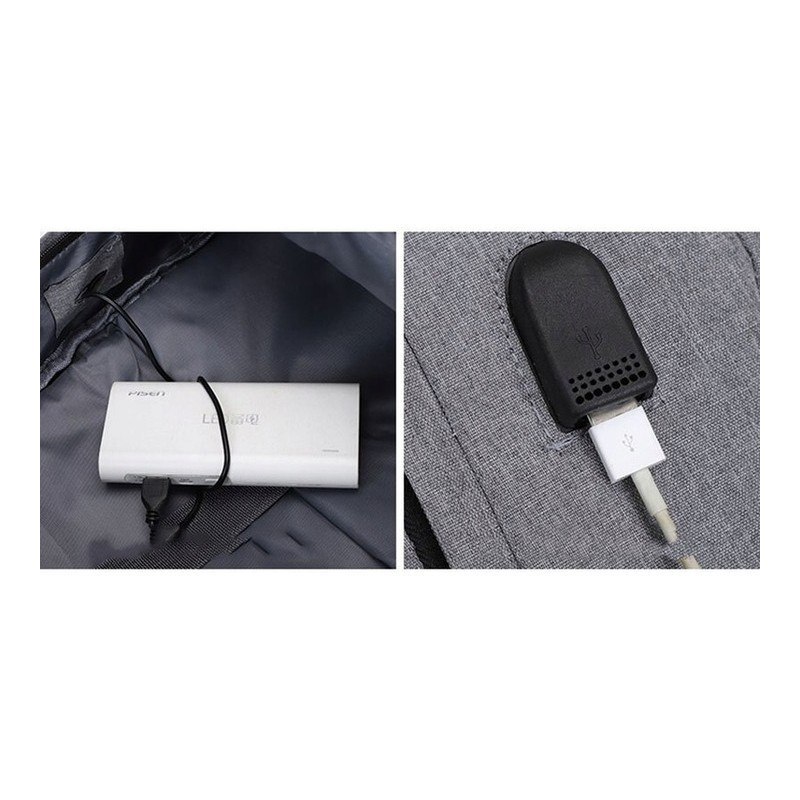 Plecak sportowy USB szaro-czarny PL150WZ1