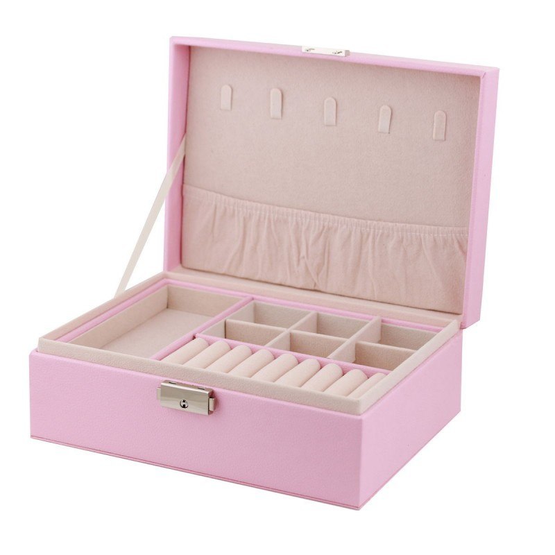Szkatułka na biżuterię, etui, organizer, pudełko różowa PD100R