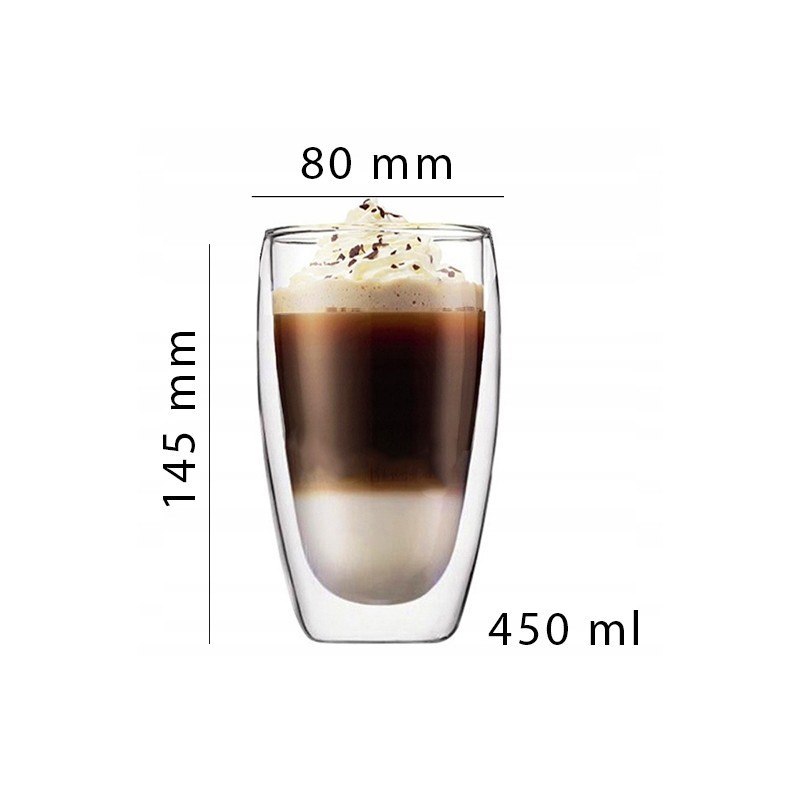 Szklanki termiczne 450 ml do Kawy Latte zestaw 6SZT SZK04