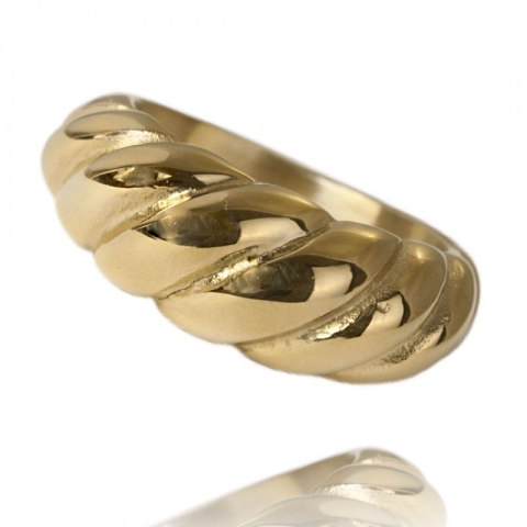 Pierścionek stal szlachetna platerowana 14k złotem PST827, Rozmiar pierścionków: US9 EU20
