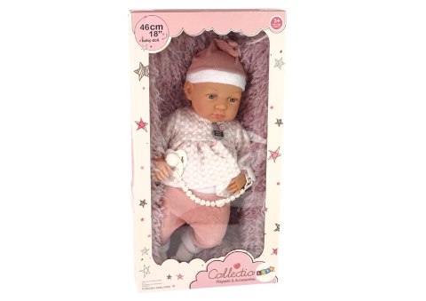 Lalka Bobas 46 cm Różowa Smoczek Kocyk Piórka