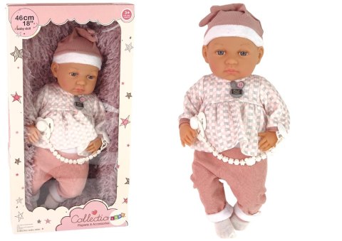 Lalka Bobas 46 cm Różowa Smoczek Kocyk Piórka