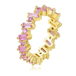 Pierścionek pozłacany cyrkonie kolor stal chirurgiczna platerowana złotem PST860, Rozmiar pierścionków: US9 EU20