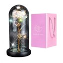 Kryształowa wieczna róża pod szklaną kopułą LED ROZ02
