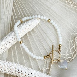 Bransoletka na rękę stal chirurgiczna pozłacana 14k złotem BST1421