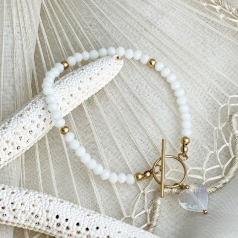 Bransoletka na rękę stal chirurgiczna pozłacana 14k złotem BST1421