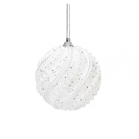 Ozdoba świąteczna bombka perełki biała 1szt KSN148