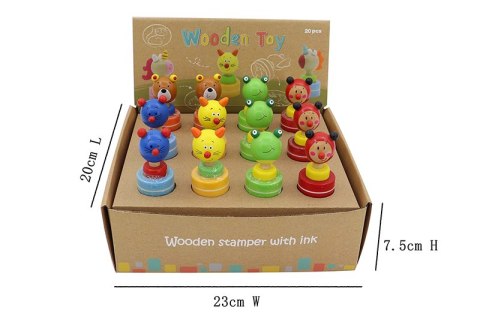 DREWNIANA PIECZĄTKA STEMPELEK TUSZ WZÓR ZWIERZĄTKO