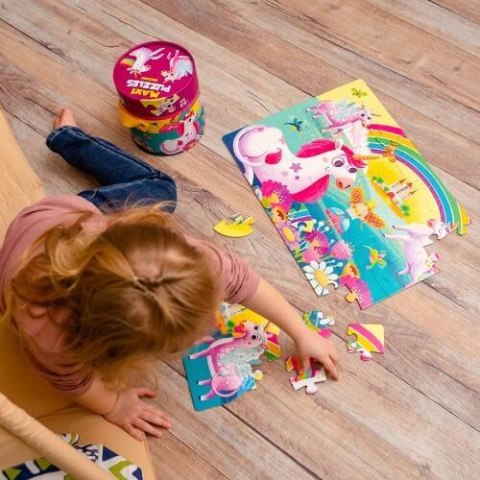 GRA EDUKACYJNA MAXI PUZZLE 2W1 JEDNOROŻCE OBRAZKI UKŁADANKA ROTER KAFER