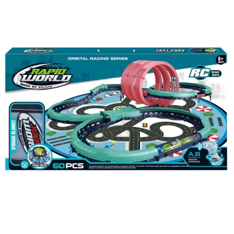 MEGA XXL TOR WYŚCIGOWY ELEKTRYCZNY PARK ZESTAW KOLEJKA AUTKA KLOCKI + MATA