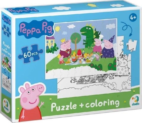 PUZZLE 2w1 ŚWINKA PEPPA 60 ELEMENTÓW UKŁADANKA I KOLOROWANKA W JEDNYM