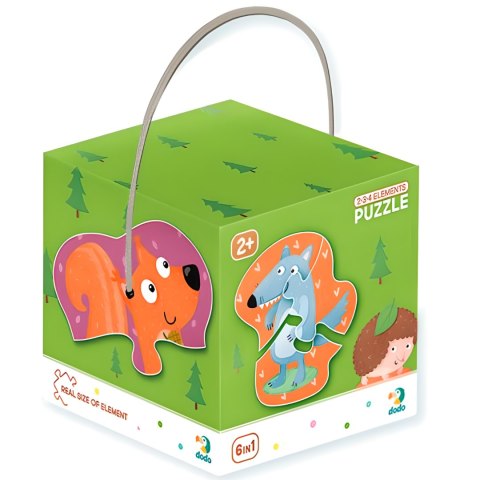 PUZZLE "LEŚNE ZWIERZĘTA" SZEŚĆ UKŁADANEK 2-3-4 ELEMENTY EDUKACYJNA ZABAWA