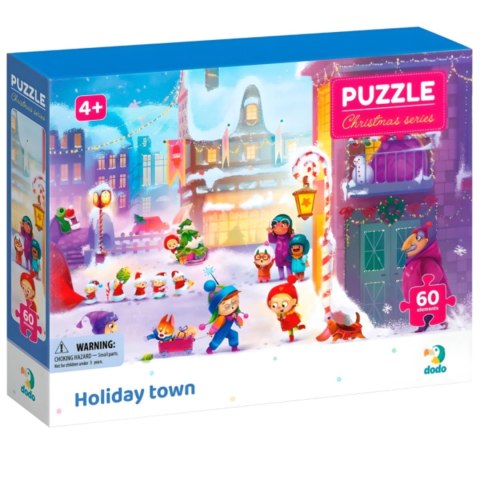 PUZZLE ŚWIĄTECZNE MIASTECZKO 60 ELEMENTÓW UROCZA UKŁADANKA DLA NAJMŁODSZYCH