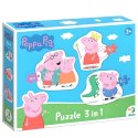 PUZZLE 3w1 "ŚWINKA PEPPA" TRZY UKŁADANKI W JEDNYM DLA NAJMŁODSZYCH DZIECI