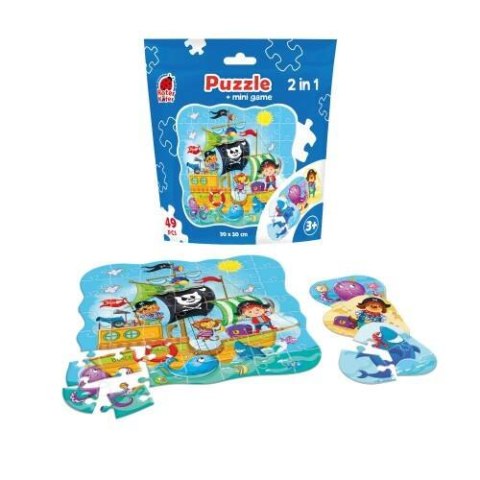 PUZZLE 2W1 PIRACI ZESTAW UKŁADANKA MINI GRA EDUKACYJNA MORZE ROTER KAFER