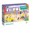 PUZZLE "DWORZEC KOLEJOWY" KOLOROWA UKŁADANKA 60 ELEMENTÓW DLA NAJMŁODSZYCH