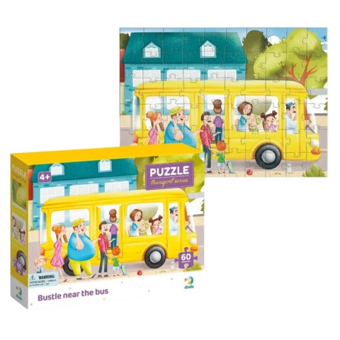 PUZZLE "GWAR OBOK AUTOBUSU" KOLOROWA I UROCZA UKŁADANKA 60 ELEMENTÓW