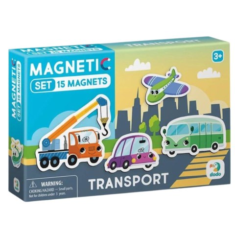 ZESTAW MAGNESÓW "TRANSPORT" 15 ELEMENTÓW KOLOROWYCH MAGNESÓW ZESTAW POJAZDY