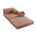 MeowBaby® Aesthetic Sztruksowa sofa dziecięca Premium, pudrowy róż