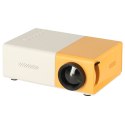 Mini projektor rzutnik przenośny dla dzieci LED TFT LCD 1920x1080 24-60" USB HDMI 12V pomarańczowo-biały