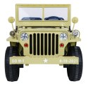 Autko Wojskowe Retro Strong dla 3 dzieci Matcha + Napęd 4x4 + Schowki + EVA + Wolny Start + MP3 LED