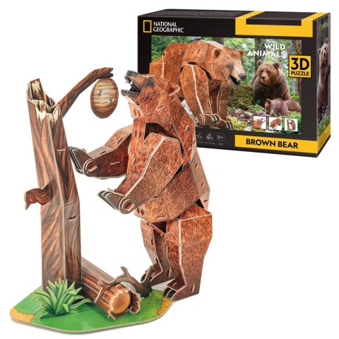 CUBIC FUN PUZZLE 3D NATIONAL GEOGRAPHIC ZAGROŻONE ZWIERZĘTA - NIEDŹWIEDŹ BRUNATNY