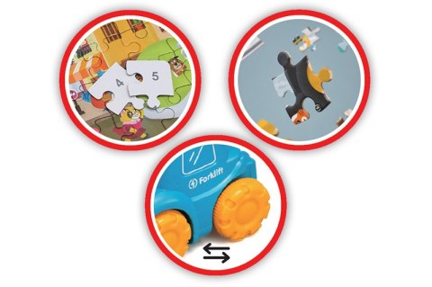 MINI AUTO SAMOCHODZIK POJAZD Z PUZZLAMI DŹWIG