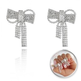 KOLCZYKI Długie Ozdobne cyrkonie KOKARDY K1693