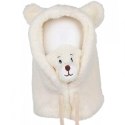 Czapka zimowa pluszowa z uszami misia + komin, 2 w 1 - kremowa CZ34WZ2