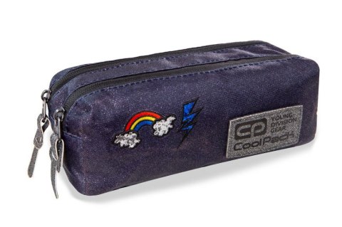 COOLPACK - EDGE - SASZETKA PODWÓJNA / PROSTOKĄTNA - SPARKLING BADGES JEANS