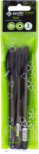 Długopis ze skuwką 0,7 mm ZENITH HANDY czarny - 3 szt. opp bag