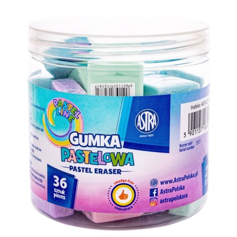 Gumka kwadratowa pastelowa ASTRA PASTEL LINE - 1 szt.