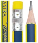 Ołówki grafitowe trójkątne HB z gumką ASTRA - 1 szt.
