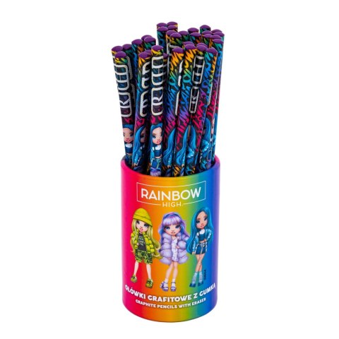 Ołówki grafitowe trójkątne HB z gumką Rainbow High - 1 szt.
