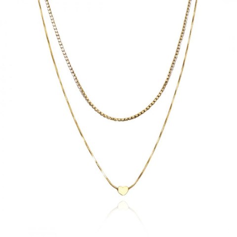 Naszyjnik stal szlachetna pozłacana 14k złotem NST2159