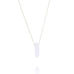 Naszyjnik stal szlachetna pozłacana 14k złotem kryształ górski NST1479