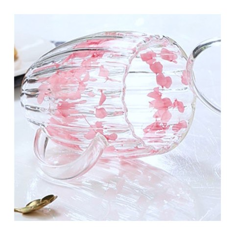 Szklanka termiczna ryflowana z kwiatami w środku, gipsówka róż 300 ml 1szt SZK157