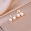 Kolczyki WISIENKI ze stali szlachetnej pozłacanej 14k złotem cyrkonie, perły KST3334